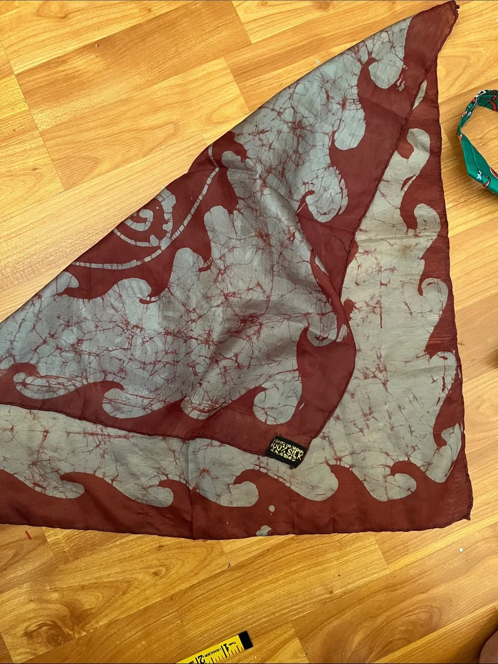 Red and Cream Yin Yang Silk Scarf